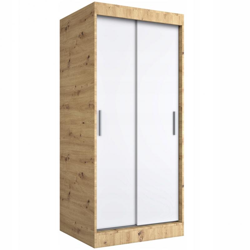 Szafa przesuwna 2 drzwi 90 cm artisan + biała MKP