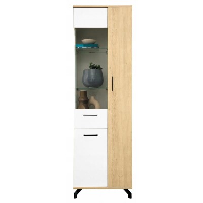 Witryna 60 cm biała + dąb + czarne nóżki loft MAD4