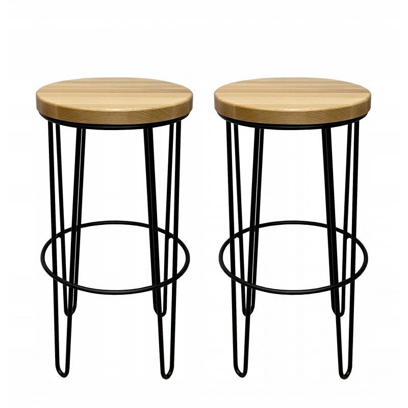2 x Hoker niski taboret barowy 63 metal +drewno 4P