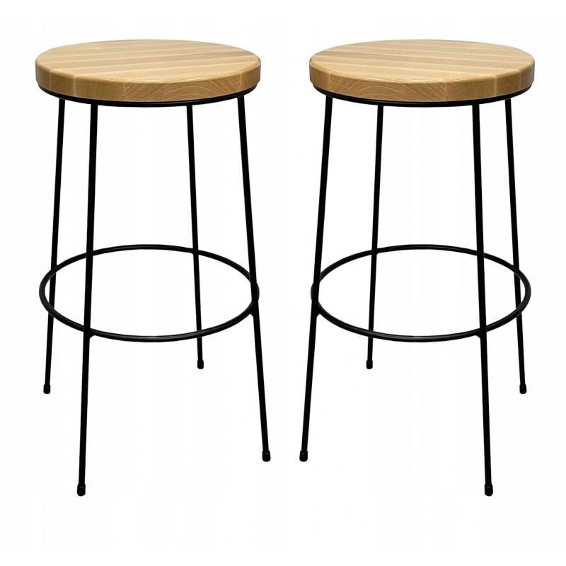 2 x Hoker niski taboret barowy 63 metal +drewno 1P