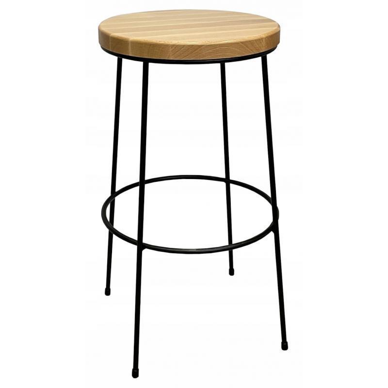 Hoker niski / taboret barowy 63cm metal +drewno 1P