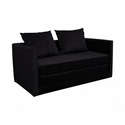 Rozkładana mała SOFA 128x67 kanapa czarna welurowa