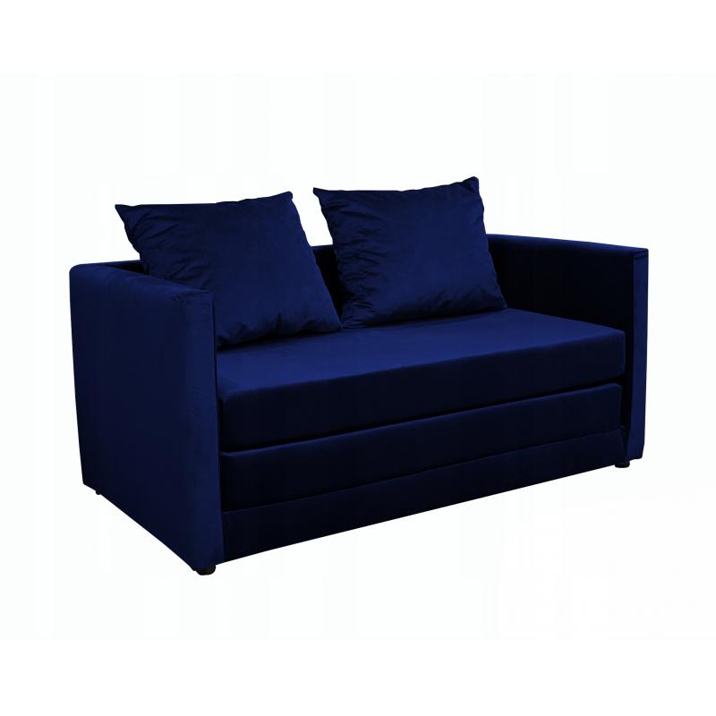 Rozkładana mała SOFA 128x67 kanapa granat welurowa