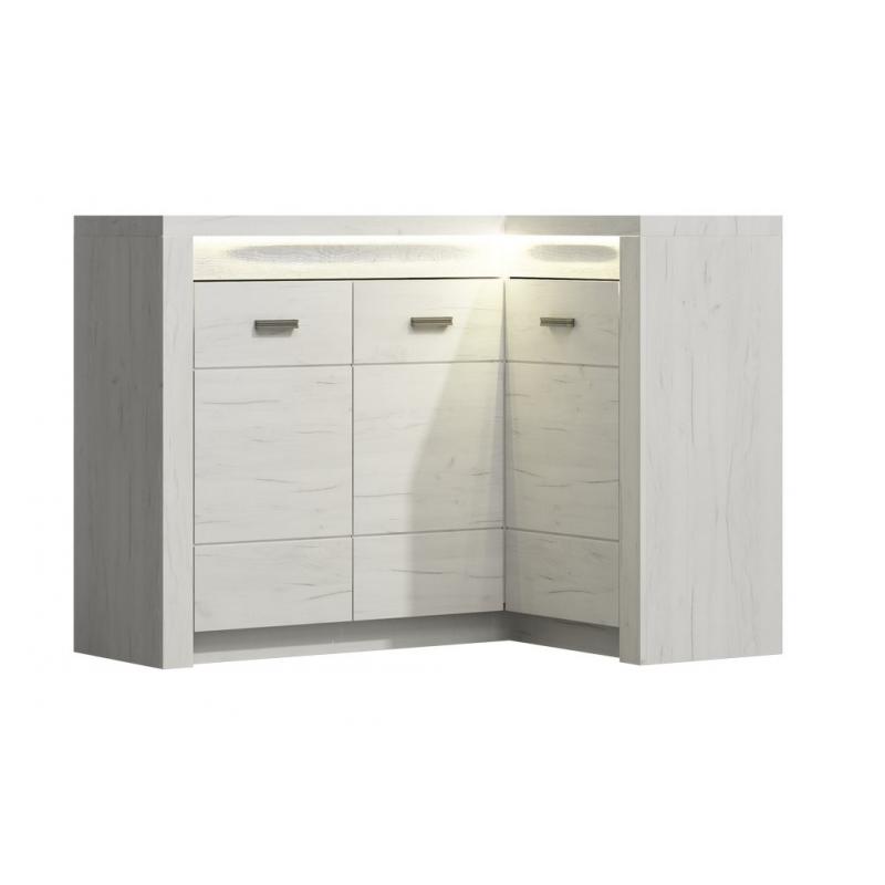 Komoda narożna rogowa 131x90 jesion biały IN-15