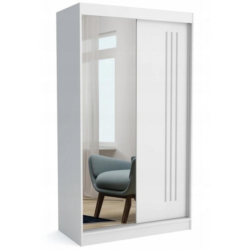 Szafa przesuwna 100 cm biała mat lustro listwy ML