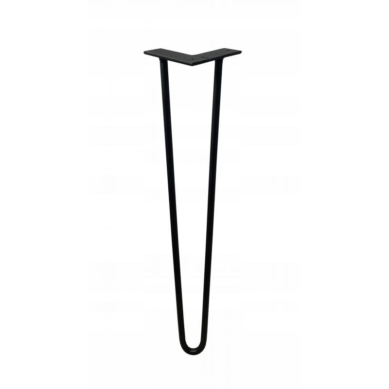 Noga metalowa 2 pręty hairpin 48cm czarna fi10