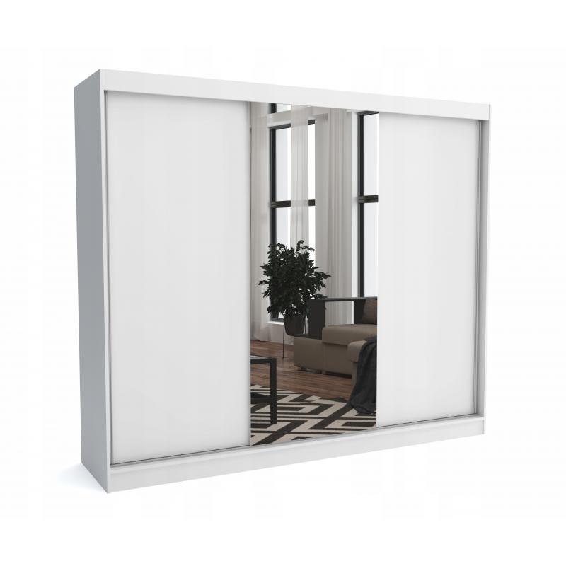 Szafa 250 cm biała mat + 1 lustro przesuwna ML