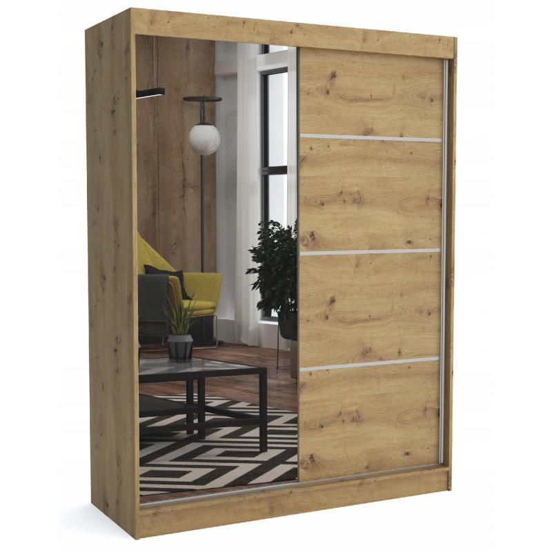 Szafa przesuwna 160cm dąb artisan lustro+listwy ML