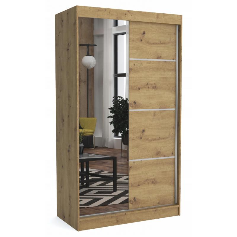 Szafa 120 cm dąb artisan +1 lustro przesuwna ML - BIAS MEBLE