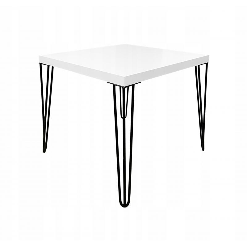 Stolik kawowy loft 60x60 ława biała + czarne nogi