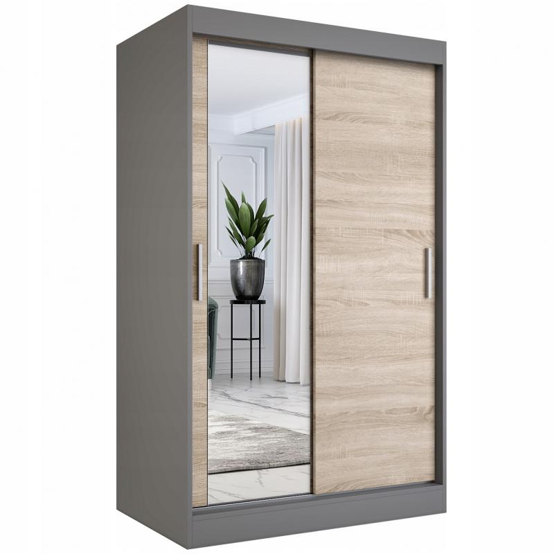 Szafa przesuwna 120cm antracyt +sonoma +lustro MKP