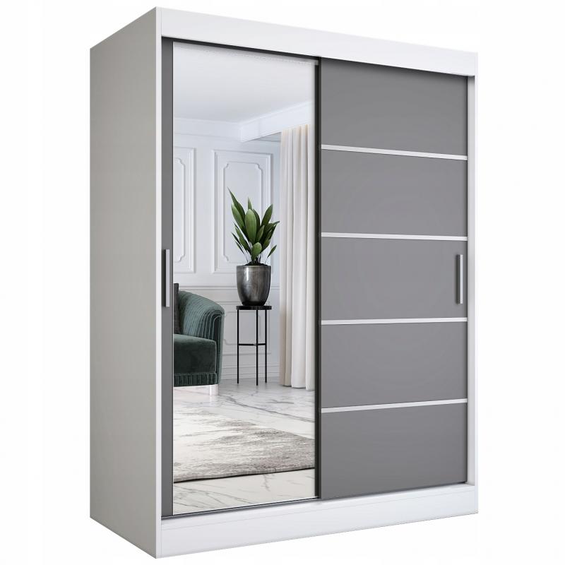 Szafa przesuwna 150cm biała + antracyt+ lustro MKP