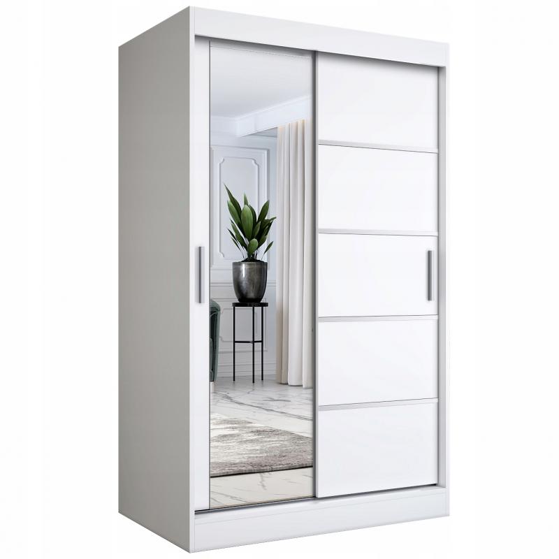 Szafa przesuwna 120 cm biała + lustro MKP