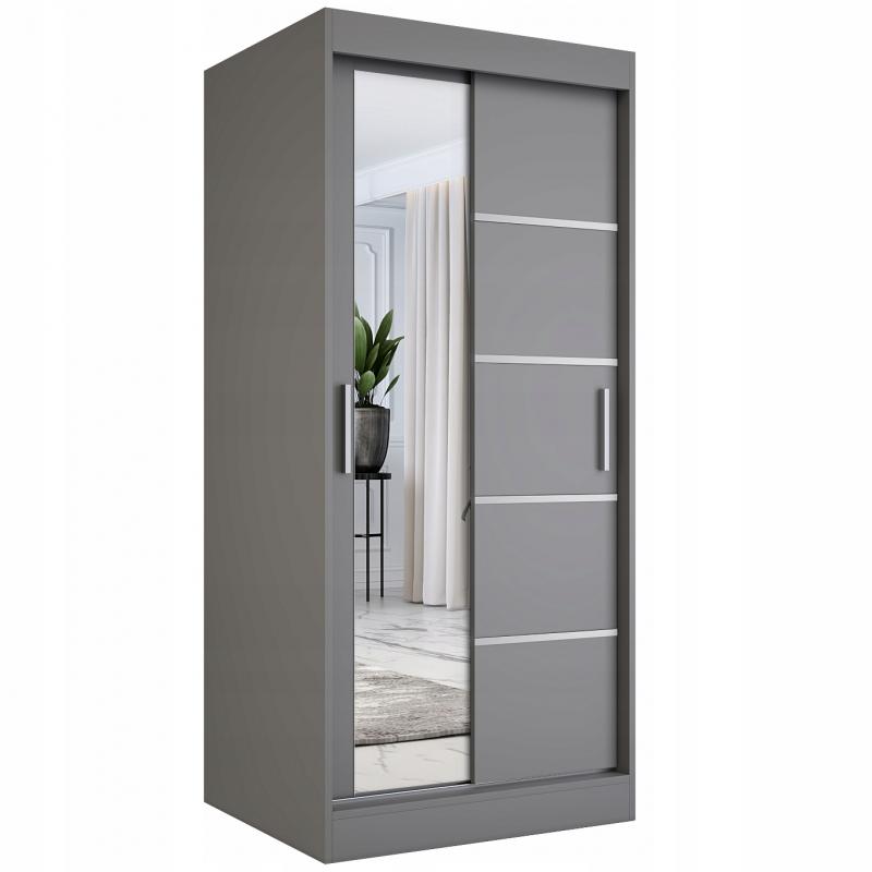 Szafa przesuwna szara z lustrem 90 cm antracyt MKP