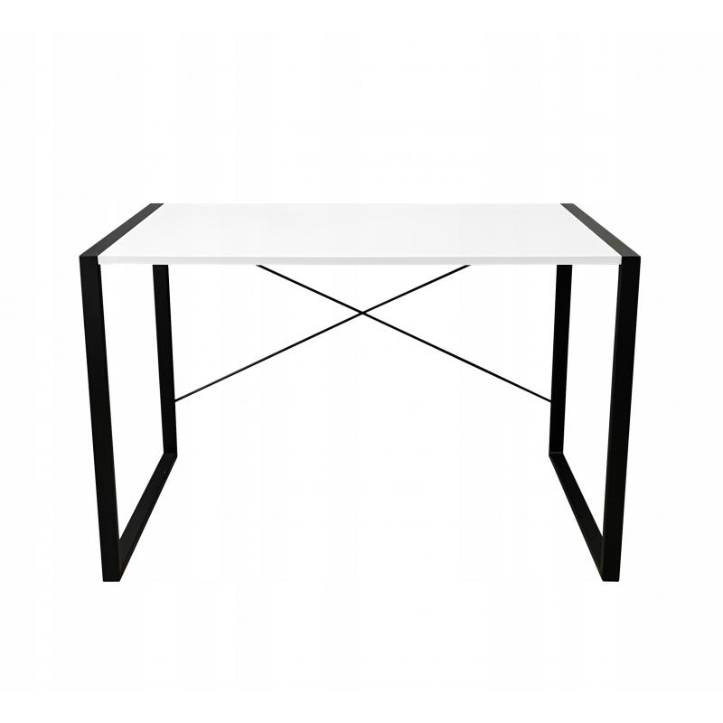 Biurko gamingowe 116x60 białe metalowe nogi loft