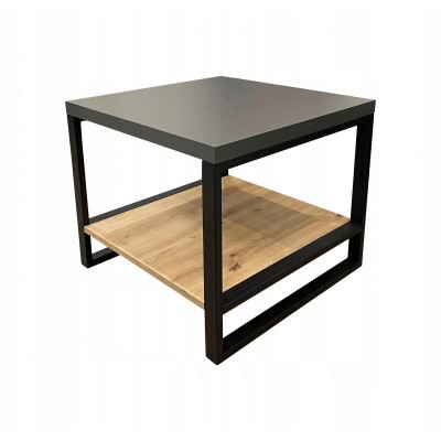Ława stolik z półką 60cm artisan + grafit + czarny