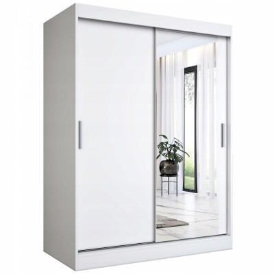 Szafa przesuwna 2 drzwi 150 cm biała + lustro MKP
