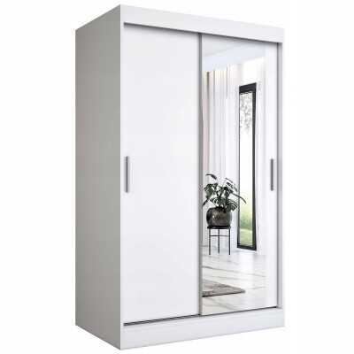 Szafa przesuwna 2 drzwi 120 cm biała + lustro MKP
