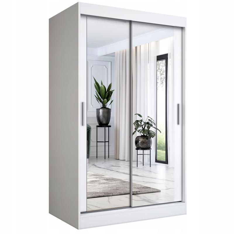 Szafa przesuwna 120 cm biała mat + lustro MKP