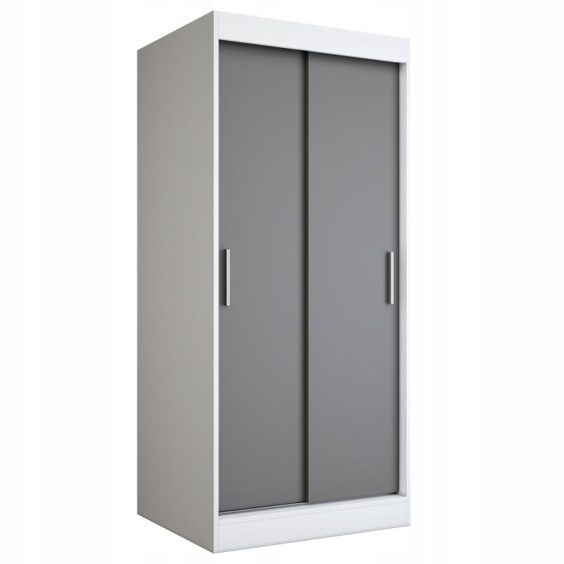 Szafa przesuwna 2 drzwi 90 cm biała + antracyt MKP