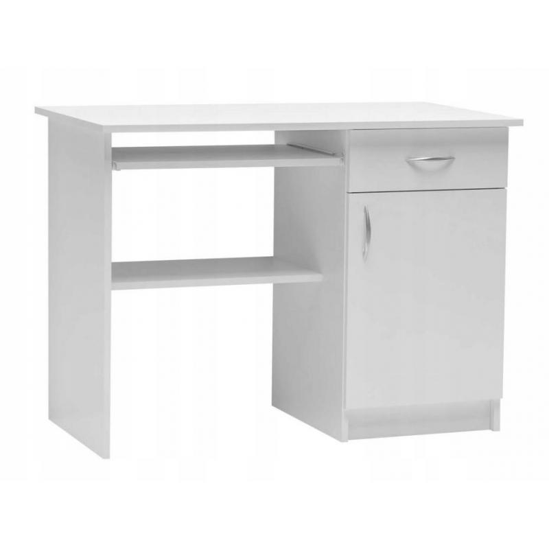 Biurko komputerowe 100 cm z półką biały mat 1-AB