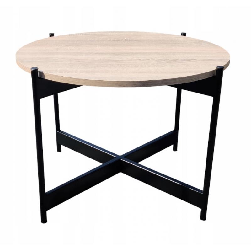 Ława stolik kawowy okrągły 70cm loftowy dąb sonoma