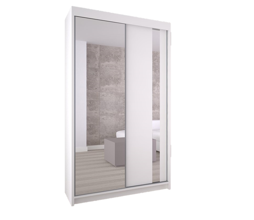 Szafa przesuwna 150cm biała czarna lustro LED G150