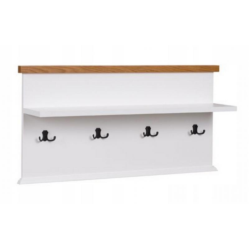 Panel półka + wieszaki przedpokój biały+dąb GALIA