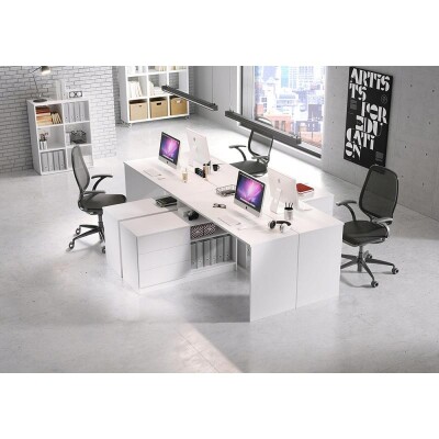 Biurka narożne białe 4 sztuki stanowiska biurowe