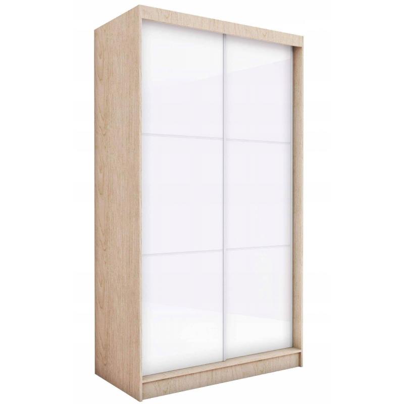 Szafa przesuwna 150 cm dąb sonoma białe szkło V150