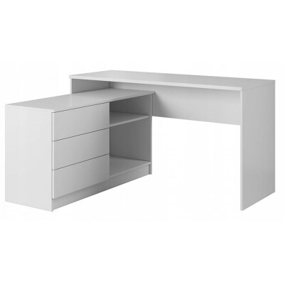 Białe duże biurko 3 szuflady dostawka prawe lewe