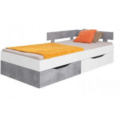 Łóżko młodzieżowe 120x200 białe + szare beton SI16