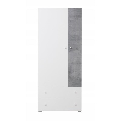 Szafa 80 cm młodzieżowa biała + szary - beton SI3
