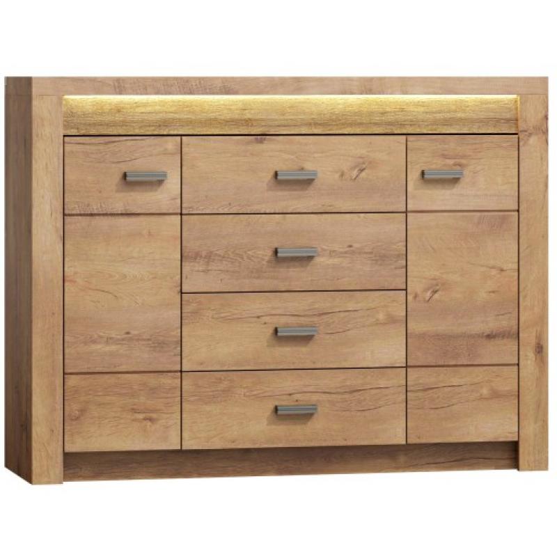 Komoda LED 4 szuflady 137 cm jesion jasny IN-7