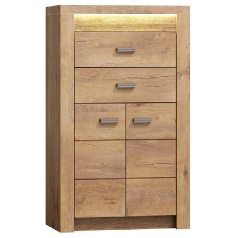 Komoda LED 2 szuflady 76 cm jesion jasny IN-6