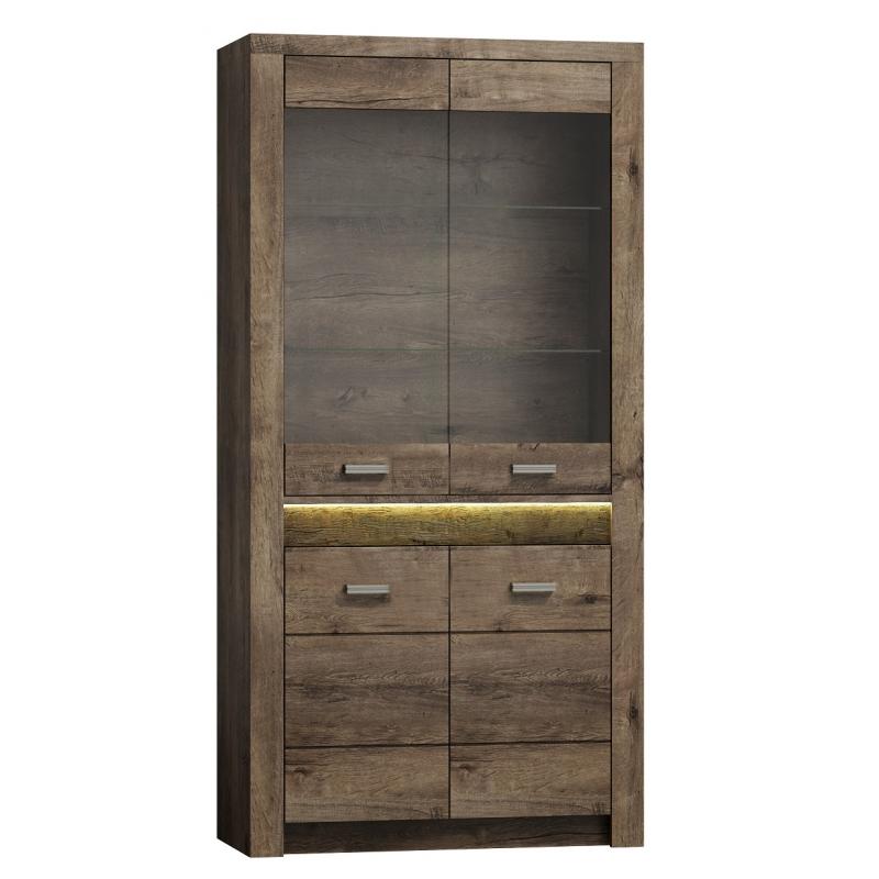 Witryna szklana 96 cm jesion ciemny stylowa IN-3