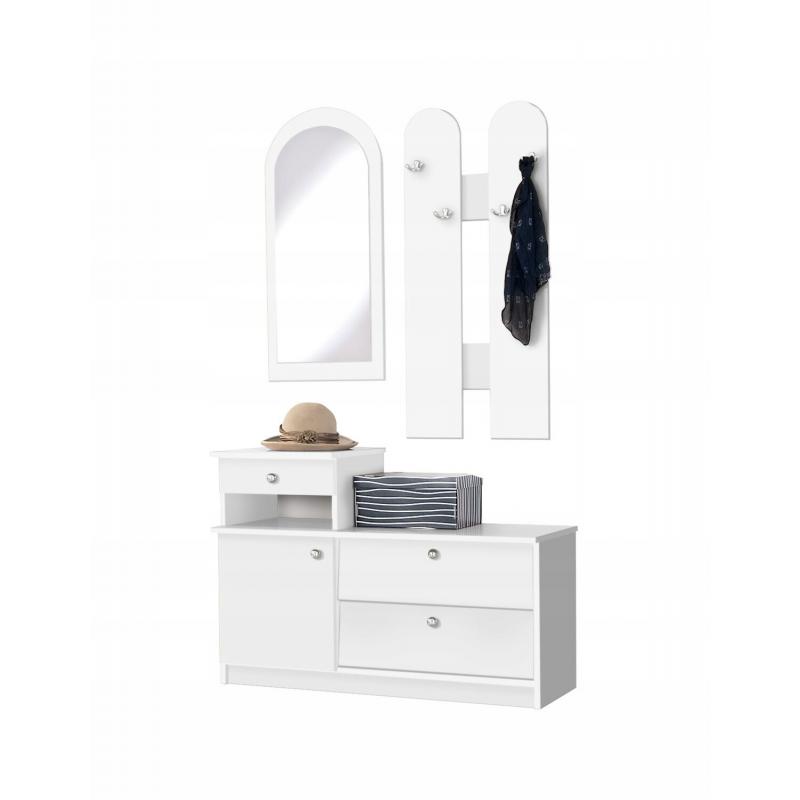 Tania garderoba biały mat szafka wieszak lustro 01