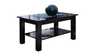 Ława czarny połysk z półką stolik 102 x 62 cm Ł27