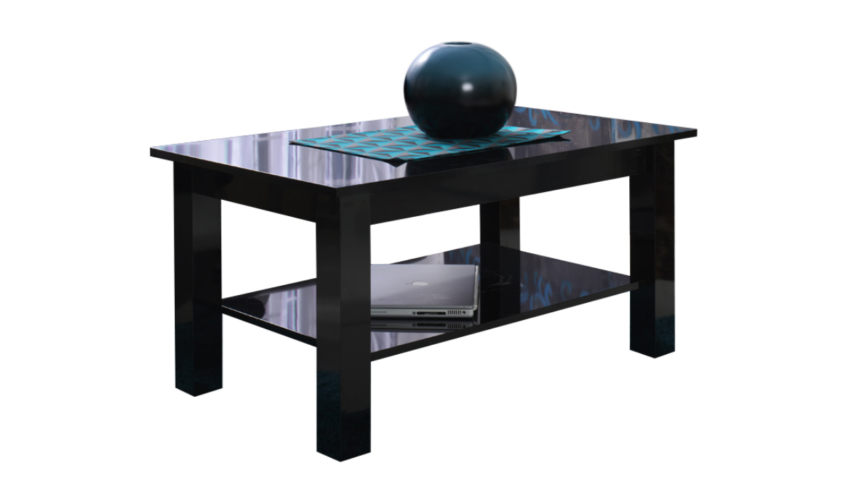 Ława czarny połysk z półką stolik 102 x 62 cm Ł27