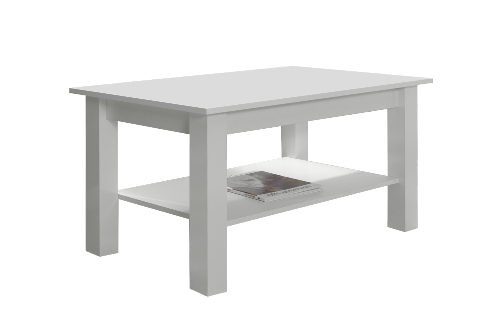 Ława biała z półką stolik kawowy 102 x 62 cm Ł21