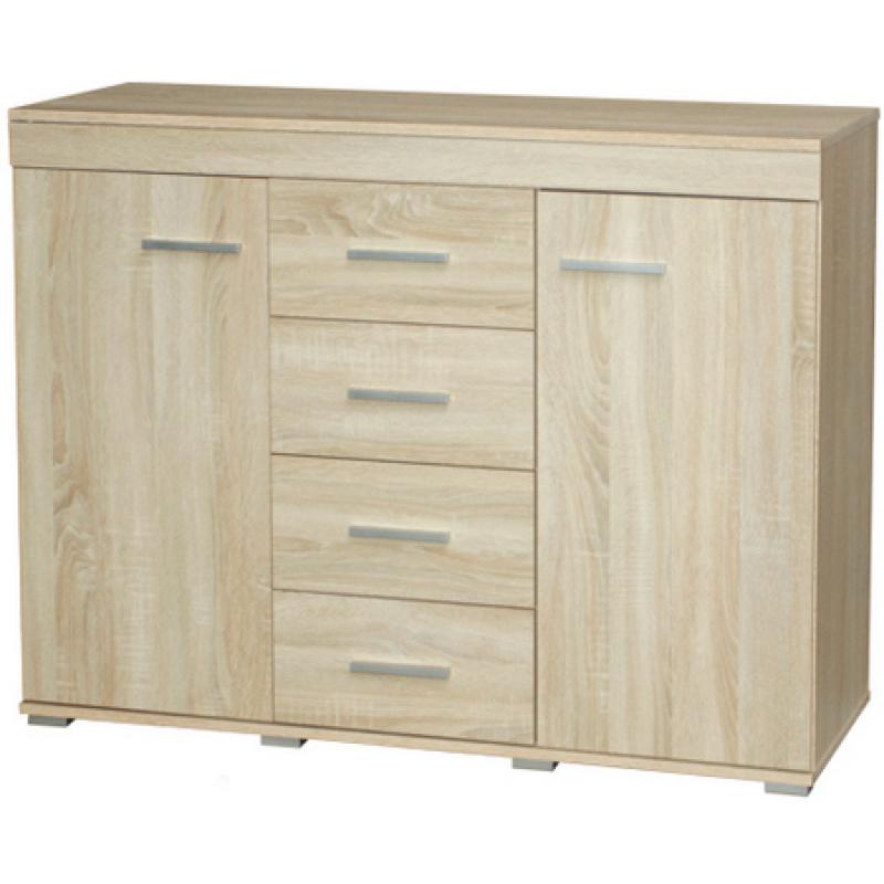 Komoda 120 cm dąb sonoma szuflady drzwi M-4
