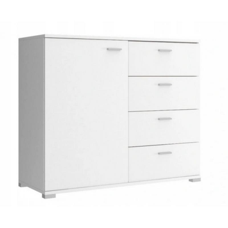 Duża pojemna komoda 100 cm biały mat 4 szuflady