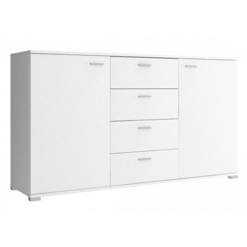 Duża pojemna komoda 150 cm biały mat 4 szuflady
