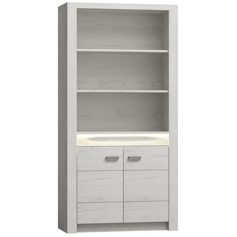 Witryna bez szkła regał 96 cm biały jesion IN-5