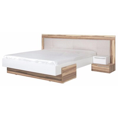 Łóżko 160x200 cm biała czarna orzech sypialnia RE1