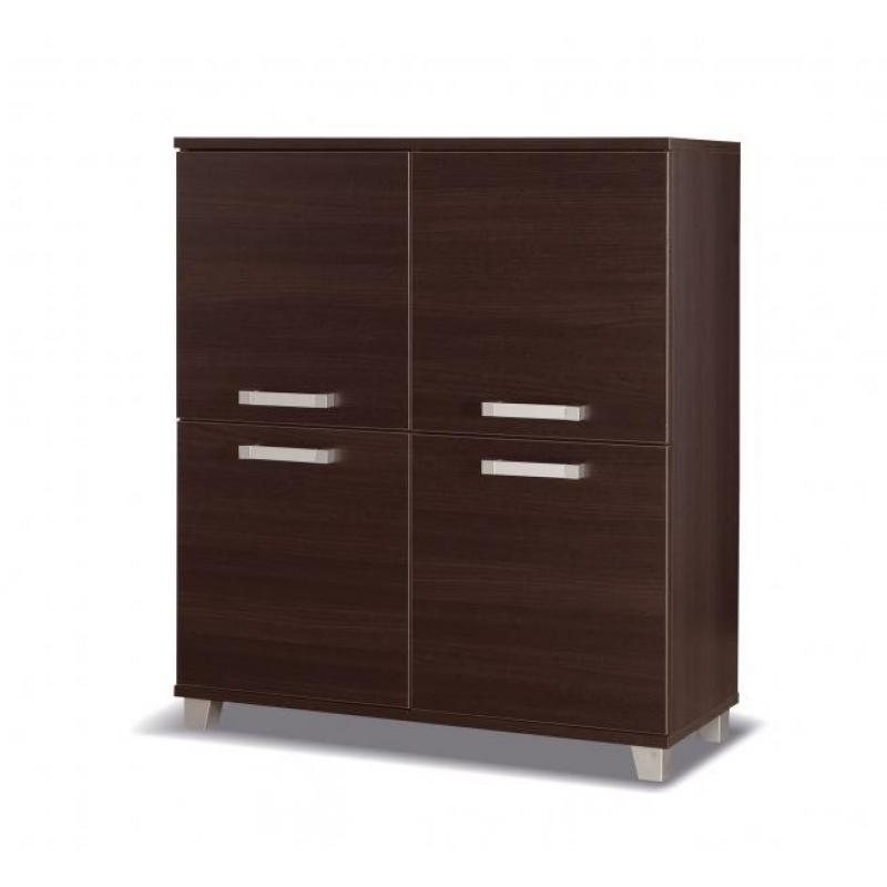 Komoda 4 drzwi 100cm kasztan śliwa biały system X4
