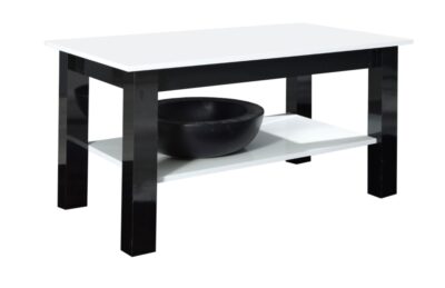 Ława biały + czarny połysk 102x52 cm półka Ł25