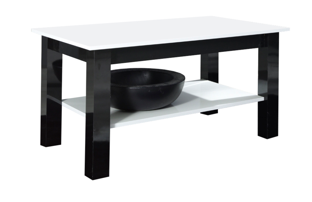 Ława biały + czarny połysk 102x52 cm półka Ł25