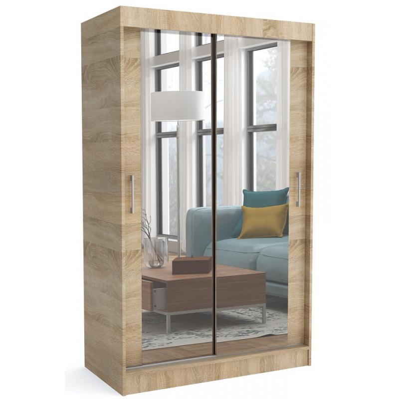 Szafa przesuwna 100 cm dąb sonoma + 2x lustro MLW