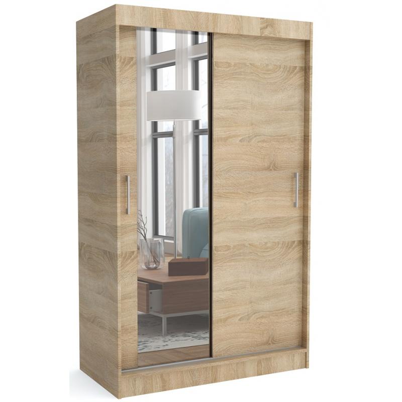 Szafa przesuwna 100 cm dąb sonoma + lustro MLW